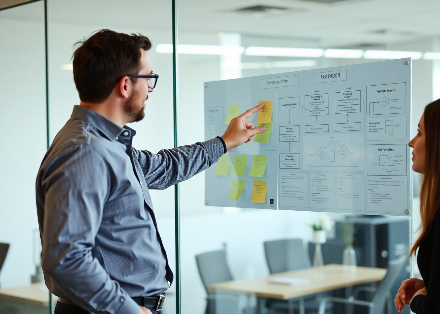 Founder mapping organizational structure with team